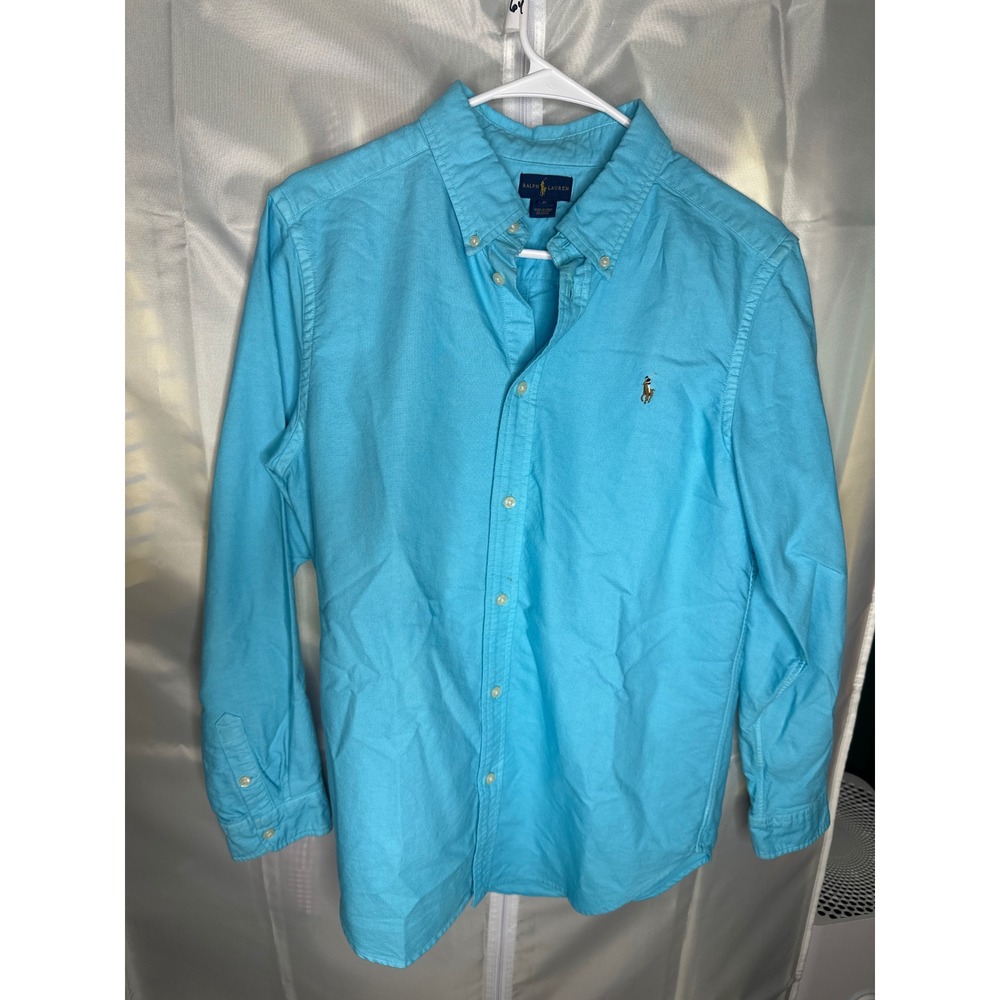 Polo Ralph Lauren Boys XL 18-20 Blue Oxford Button Down Shirt Long Sleeve Pony